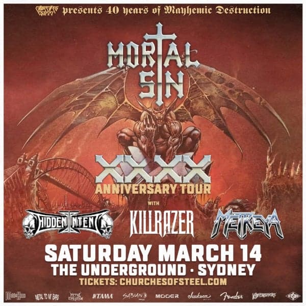 Mortal Sin - 40 Years of Mayhemic Destruction Australian Tour w/ Hidden Intent
