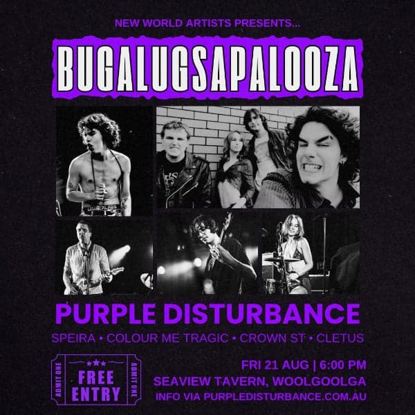 Purple Disturbance - 'Bugalugsapalooza' Mini Fest w/ SPEIRA // Colour Me Tragic // Crown St // Cletus